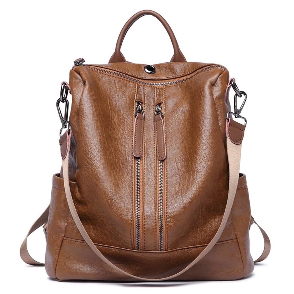 New Vegan Leather Backpack Purse Soft Lightweight Convertible Shoulder Bag